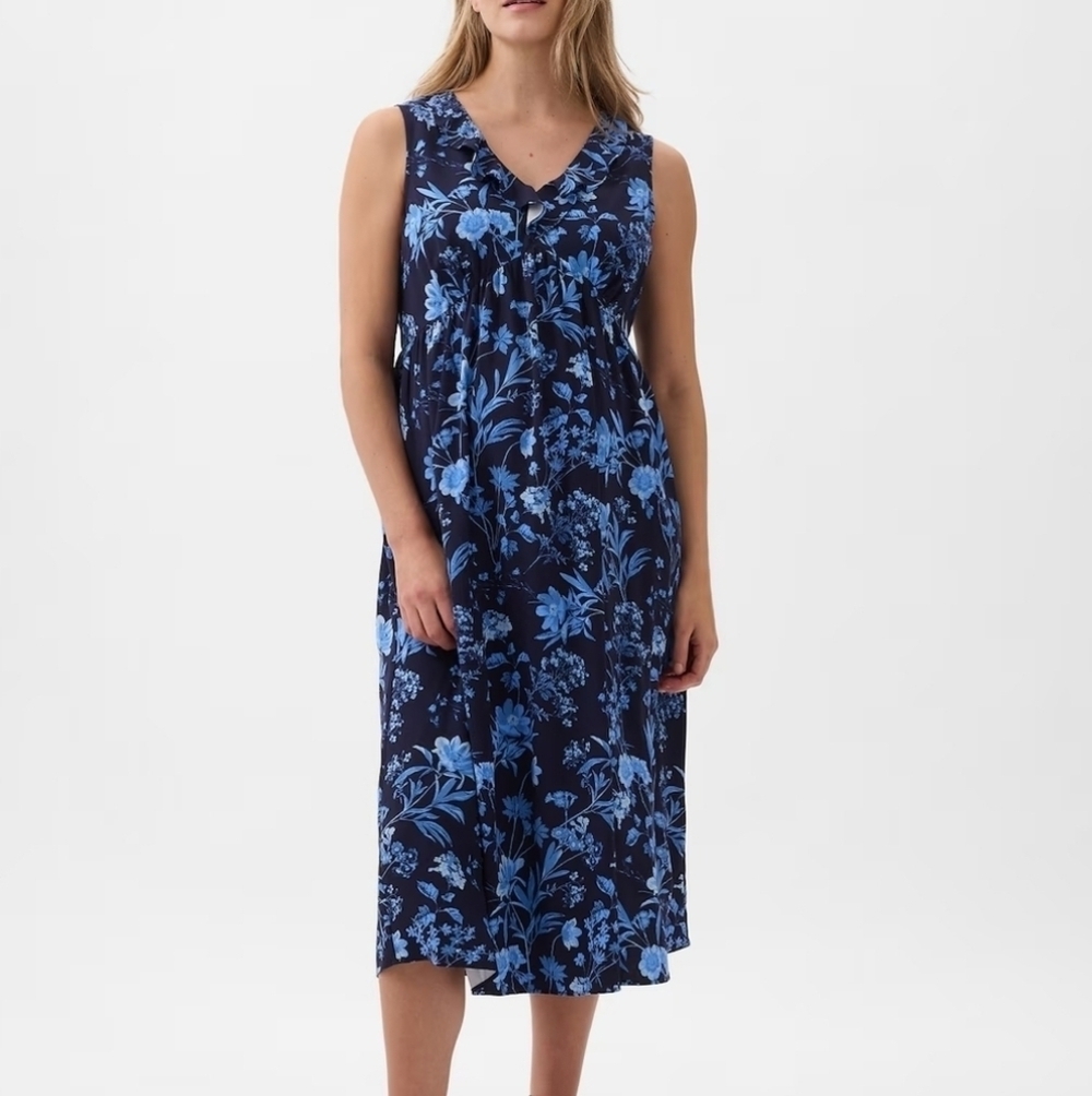 GAP Maternity Ruffle Midi Dress